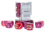 Gemini: 16mm d6 Translucent Red-Violet gold Dice Block (12 dice) Cheap