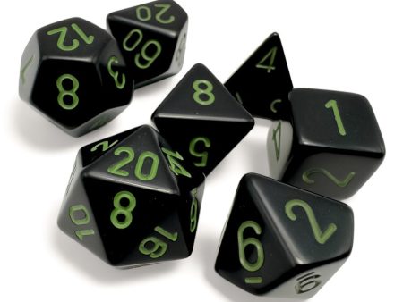 Opaque: Polyhedral Black green 7-Die Set Discount