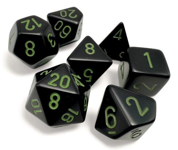 Opaque: Polyhedral Black green 7-Die Set Discount