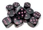 Opaque: 16mm d6 Black pink Dice Block (12 dice) For Cheap