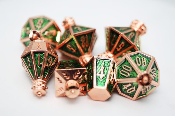 Moonlit Lantern: Coppered Acidfire - Metal RPG Dice Set Supply