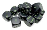 Opaque: 16mm d6 Black green Dice Block (12 dice) Sale