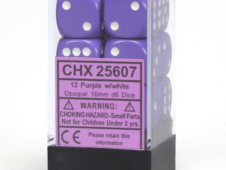 16mm d6 Opaque: Purple white Dice Set Online now