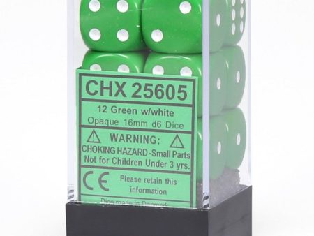 16mm d6 Opaque: Green white Dice Set For Cheap