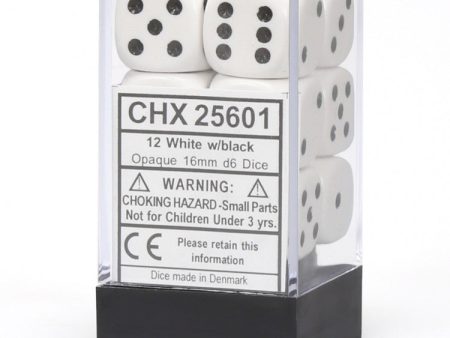 16mm d6 Opaque: White black Dice Set For Sale