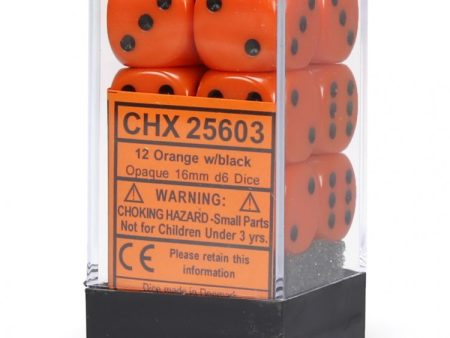 16mm d6 Opaque: Orange black Dice Set Online now