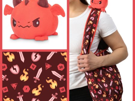 Plushie Tote Bag: Dark Red Tabletop Gaming Tote Bag + Red Dragon Plushie Supply