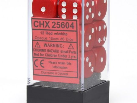 16mm d6 Opaque: Red white Dice Set Online