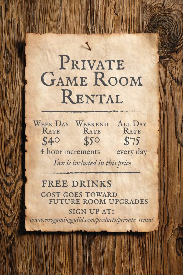 Private Game Room Rental For Sale