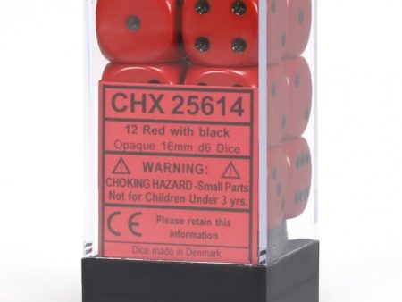 16mm d6 Opaque: Red black Dice Set For Sale