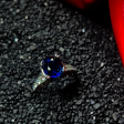 3.41CT NATURAL BLUE SAPPHIRE AND DIAMOND RING on Sale