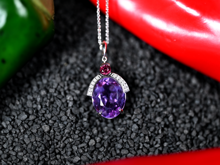 6.22CT AMETHYST, TOURMALINE AND DIAMOND PENDANT Discount