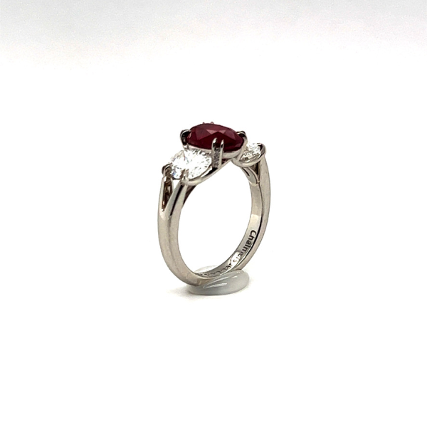 3.06CT NATURAL RUBY AND DIAMOND THREE STONE RING Online Sale