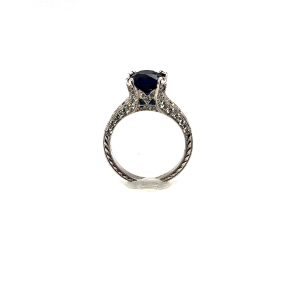 3.41CT NATURAL BLUE SAPPHIRE AND DIAMOND RING on Sale