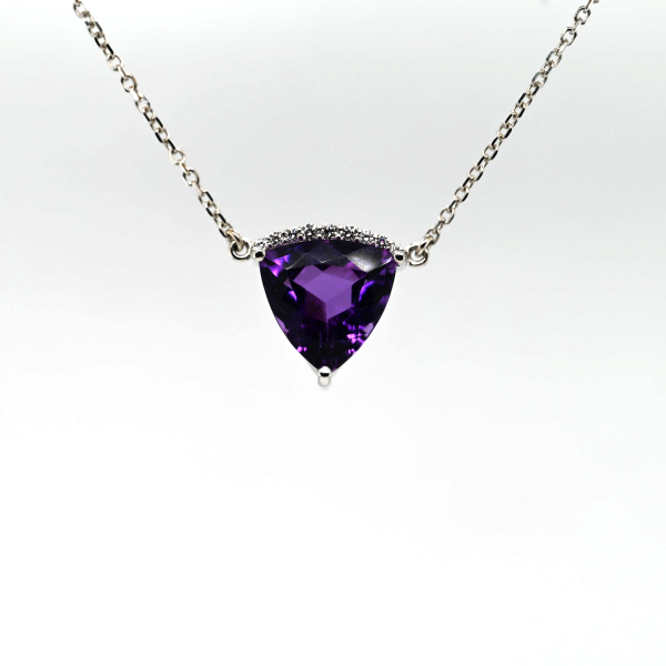 4.89CT AMETHYST AND DIAMOND PENDANT Online now