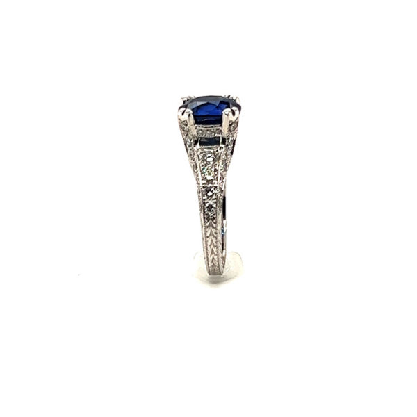 3.41CT NATURAL BLUE SAPPHIRE AND DIAMOND RING on Sale