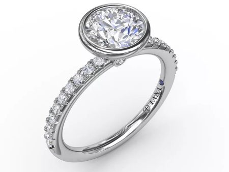 Fana Contemporary Bezel-Set Solitaire Engagement Ring With Diamond Band 3342 Sale