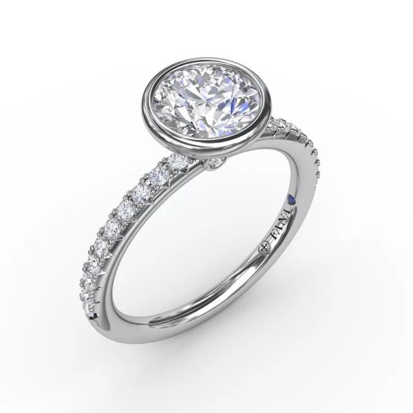 Fana Contemporary Bezel-Set Solitaire Engagement Ring With Diamond Band 3342 Sale