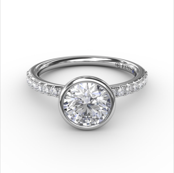 Fana Contemporary Bezel-Set Solitaire Engagement Ring With Diamond Band 3342 Sale