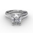 Fana Oval Diamond Solitaire Engagement Ring With Baguettes and Pavé 3310 For Cheap