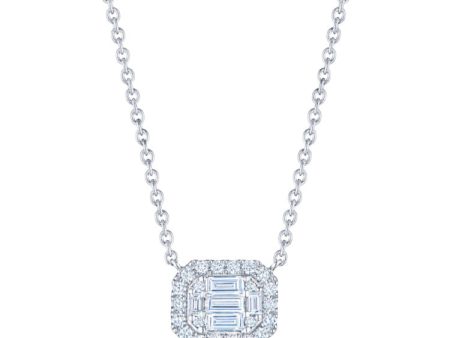 KWIAT Sunburst Emerald Cut Diamond Pendant with Halo N-9887 For Sale