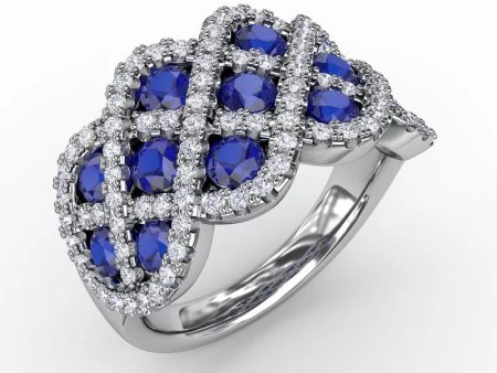 You and Me Sapphire and Diamond Interweaving Ring 1370 Discount