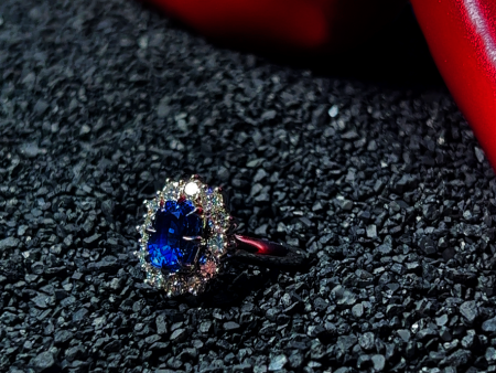 3.06ctw 18k Couture Sapphire and Diamond Ring Online now