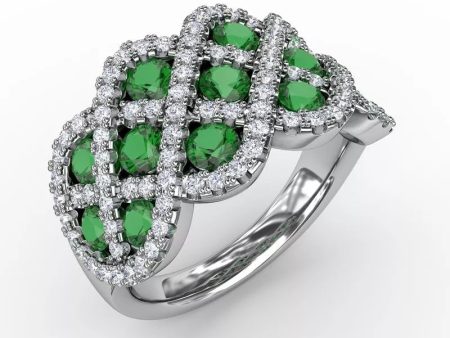 You and Me Emerald and Diamond Interweaving Ring 1370 Cheap