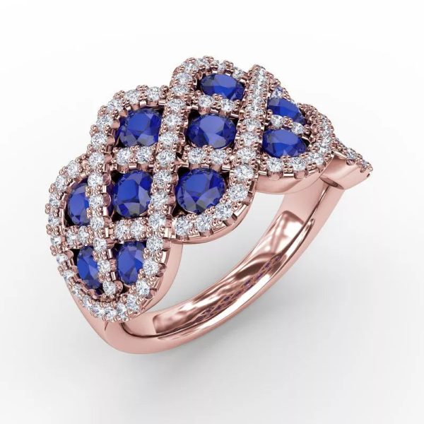 You and Me Sapphire and Diamond Interweaving Ring 1370 Discount