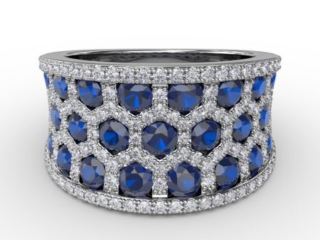 FANA At First Sight Sapphire and Diamond Multi-Row Ring R1558S Online